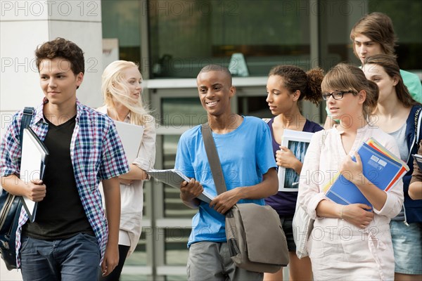 University students walking together