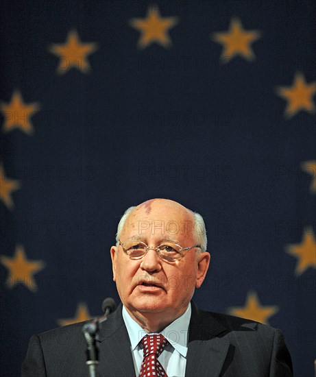 The former President of the Soviet Union, Mikhail Gorbachev gives a speech during a reception at the historic city hall in Passau, Germany, 2 July 2008. The politician is currently in Passau to prepare the next meeting of the so-called 'Saint Petersbourg Dialogue' (Petersburger Dialog), a forum for German-Russian understanding. Mr Gorbachev is chairman of the executive committee of