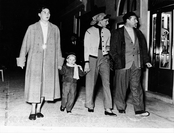 Ingrid Bergman with husband Roberto Rosselini on a walk