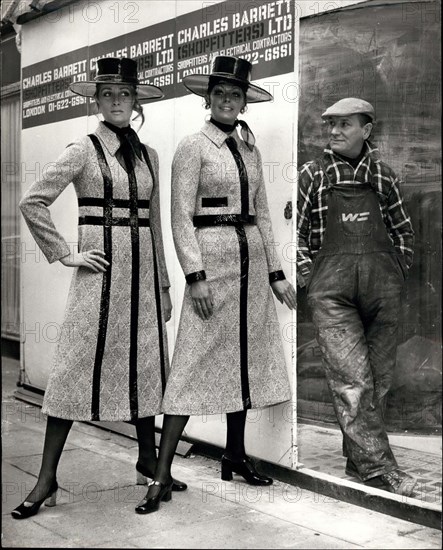 Mar. 10, 1970 - Christian Dior-London spring Collection. Photo shows Model Suzy (left) wears black/white wool suit trimmed with