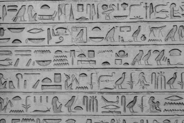 Old egyptians hieroglyphs carved on the stone