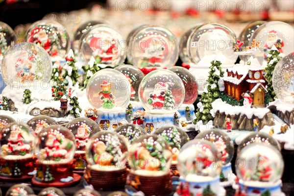 Snow globes in Christmas market, Vienna, Austria