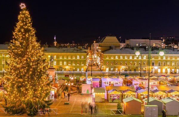 Christmas Market in old town and  Helsinki cathedral  , Finland.