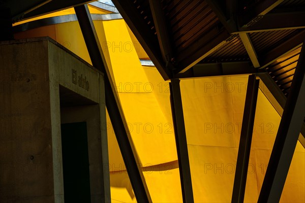 PANAMA CITY, PANAMA - Feb 26, 2020: Abstract archtitecture image of the Biomuseo in Panama City