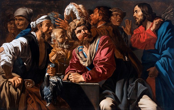 Christ Chasing the Moneychangers from the Temple by Matthias Stom (c. 1600-c. 1652)