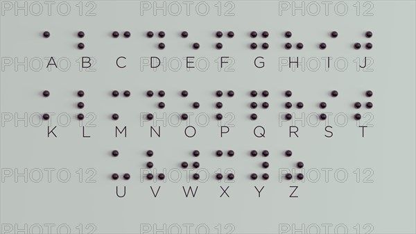 Braille Alphabet Guide A-Z Visually Impaired Writing System Symbol Formed out of Black Spheres with White Background International Braille Day