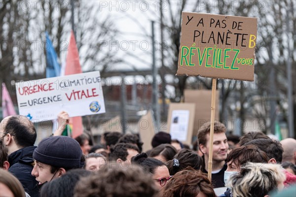 Lyon (France), 12 March 2022. New climate march renamed: Look Up.