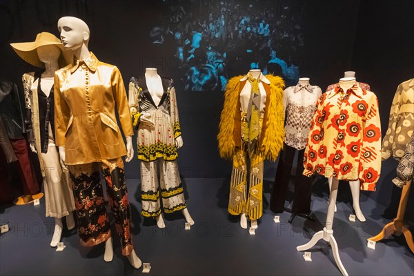 England, London, Southwark, Bermondsey, The Fashion and Textile Museum, Exhibit of 1960's and 1970's Womens Clothing