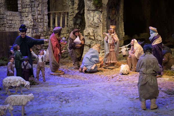 Traditional italian handmade presepe (nativity scene)