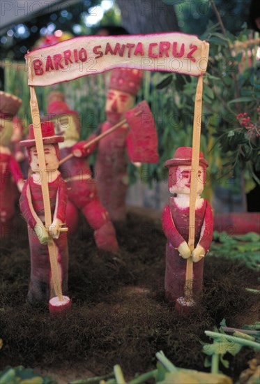 Mexico, Oaxaca, radish-carving competition, Zocalo, at the Noche de los Rabanos festival, Dec 23