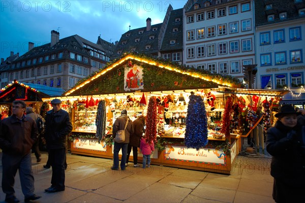 Christmas market at dusk - Strasbourg France