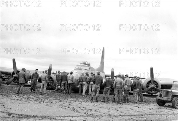 TUNISIA  crashed  B-17 at one of the USAAF airfields established after the 1942 landings of Operation Torch