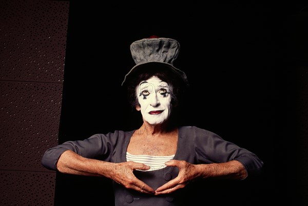 Marcel Marceau, French actor, mime artist, famous for stage persona "Bip the Clown", mime as the art of silence, No model release, editorial use only