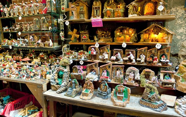 Christmas cribs in a typical street of Naples, San Gregorio Armeno.