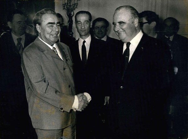 Jun. 27, 1973 - Brejnev is the Secretary of the Soviet Communist Party. He met with the President for a day and a half at the Chateau. Andrei Gromyko is to the left.