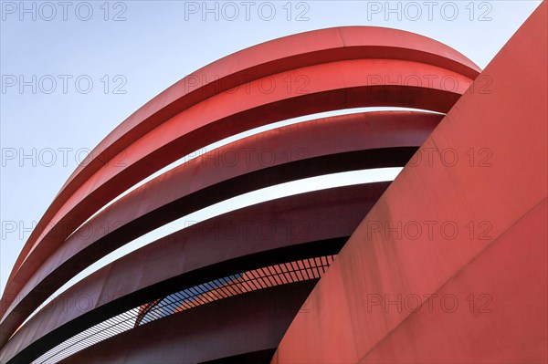 Exterior of the Design Museum Holon, Israel designed by Israeli architect and industrial designer Ron Arad in cooperation with B