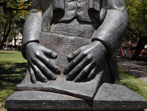 Statuie of Louis Braille the inventor and educator of the Braille system of writing and reading for the blind. Buenos Aires.