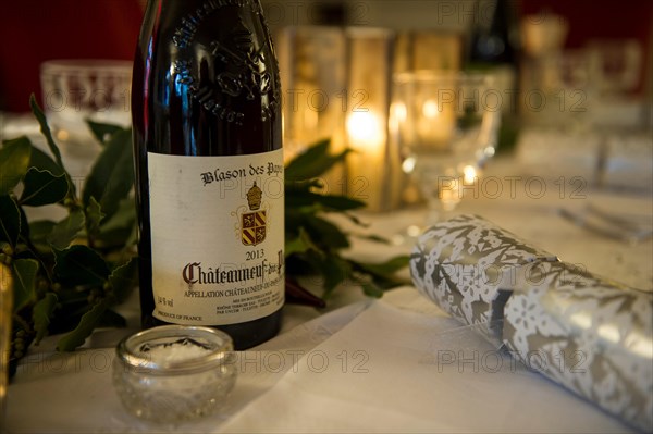 A dinner table laid for Christmas lunch