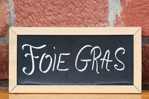 Foie gras on a blackboard