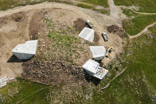 Messner Mountain Museum, Kronplatz, Bruneck, mountaintop, mountain museum, architecture, South Tirol, aerial picture, Italy