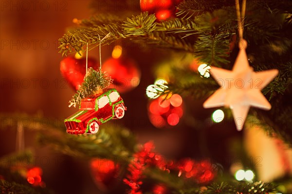 Miniature Toy Car hanging in Christmas Tree