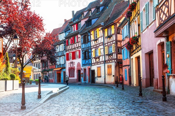 Traditional colorful houses in Colmar town,Alsace,France.