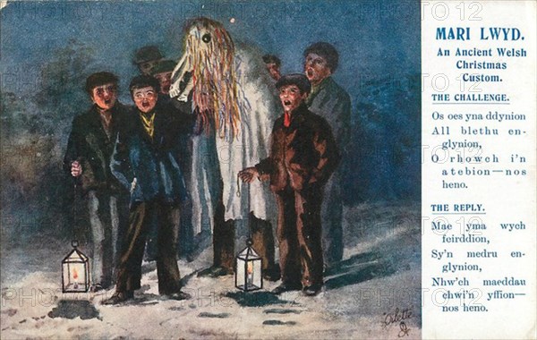 English: Mari Lwyd . before 1918. Unknown 37 An ancient welsh Christmas custom