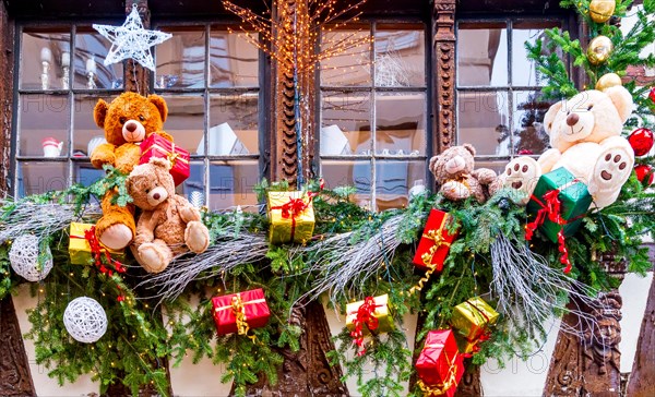 Strasbourg, France: Marche de Noel street decorations in Strasbourg, Christmas Market in Alsace.