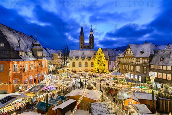 Christmas market at night in Goslar, Germany