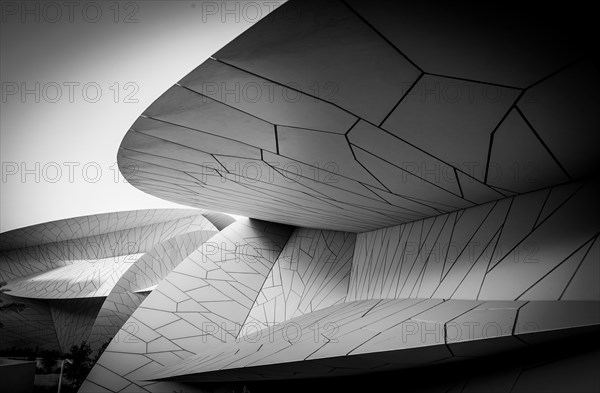 National Museum of Qatar unusual but striking design form is inspired by desert rose crystal opened in March 2019  designed by architect Jean Nouvel m