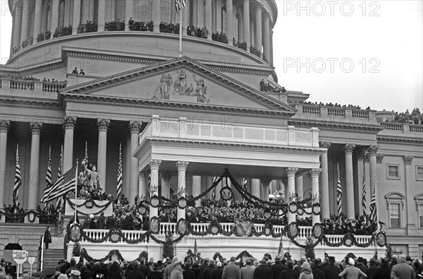 Franklin D. Roosevelt - Inauguration of Franklin D. Roosevelt. Podium at U.S. Capitol, Washington, D.C. ca. March 4, 1933