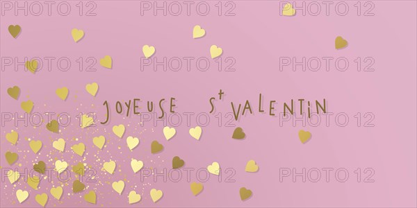 French Happy valentines day hearts illustration love banner