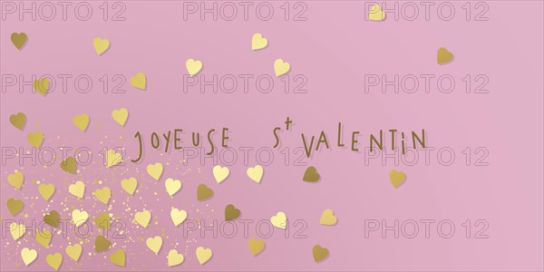 French Happy valentines day hearts illustration love banner