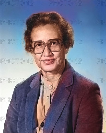 Portrait of NASA human computer and African-American mathematical pioneer Katherine Johnson (1918-2020) at NASA Langley Research Center, 1983. Image courtesy NASA. Note: Image has been digitally colorized using a modern process. Colors may not be period-accurate. ()