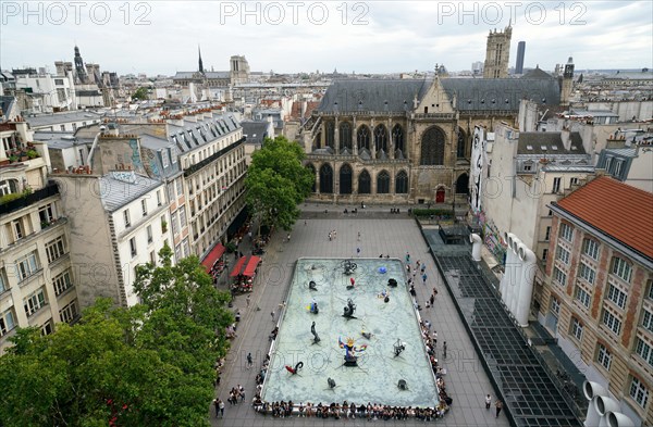 Stravinsky Fountain in Pompidou Center.Beaubourg.Paris.France