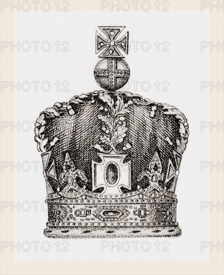 The Imperial State Crown, made for Queen Victoria in 1838.  From The National Encyclopaedia: A Dictionary of Universal Knowledge, published c.1890