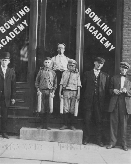 Two of the "pin boys" working in Bowling Academy with 3 other small boys until 10 or 11 P.M. some nights..