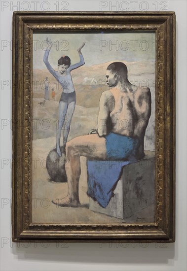 Painting 'Young Acrobat on a Ball' by Pablo Picasso (1905) on display at the exhibition 'Icons of Modern Art from the Morozov Collection' in the Fondation Louis Vuitton in Paris, France. The exhibition runs till 22 February 2022.