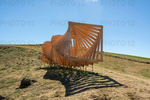 Horizons arts and Natures in Sancy 2020. Entresort work by Collectif A Pil, Puy de Dome, Auvergne Rhone Alpes, France