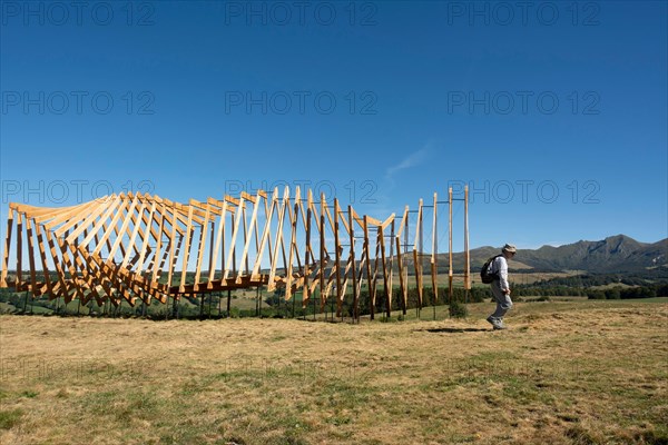 Horizons arts and Natures in Sancy 2020. Entresort work by Collectif A Pil, Puy de Dome, Auvergne Rhone Alpes, France