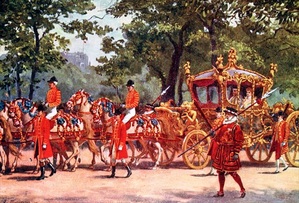 The Coronation Coach - London, England, circa 1900