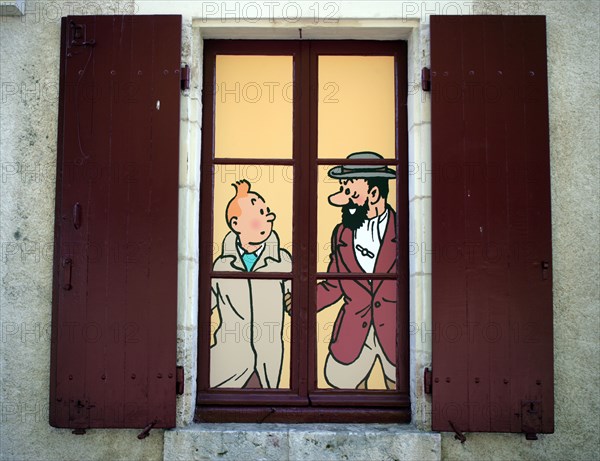 Tintin window display at the Chateau Cheverny Loire Valley France