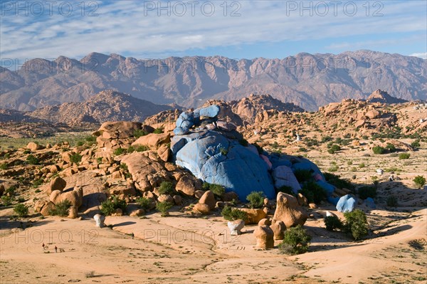 Painted rocks in the desert, Tafraoute, Anti Atlas, Morocco