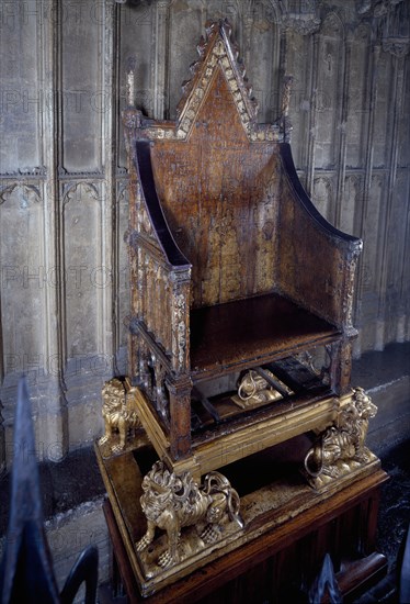 Coronation Throne made for Edward I to contain the Stone of Scone. Westminster Abbey, London England
