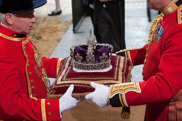 Britain's Queen Elizabeth II attends the State Opening of Parliament  at the Palace of Westminster in central London