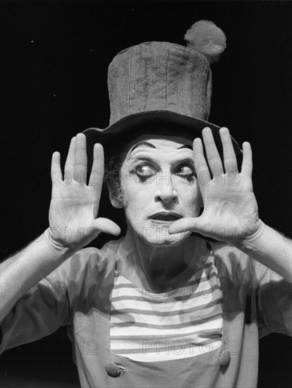 French actor and mime Marcel Marceau performing in Prague, June 1967. CTK Photo/Oldrich Picha