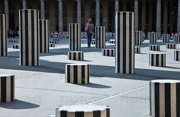 Paris, the courtyard of the Royal Palace with 'The Columns' of D.Buren