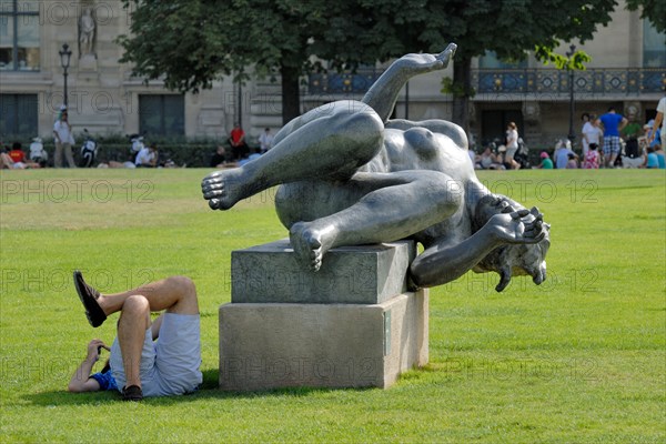 Paris, France. Jardin des Tuileries. Bronze statue 'Riviere' (Aristide Maillol)