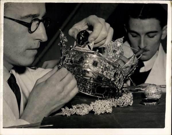 Mar. 20, 1953 - Alterations To The Imperial State Crown.. Preparing For Coronation of Queen Elizabeth. Alterations are being carried out to the famous Imperial State Crown - the crown that Her Majesty will wear on her drive from Westminster Abbey after the Coronation Ceremony... This crown contains the Second Star of Africa - which is the second largest cut diamond in the world and which weighs more than 300 carats.