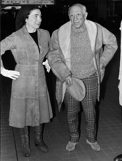 Artist Pablo Picasso and Jacqueline Roque after their secret wedding ceremony